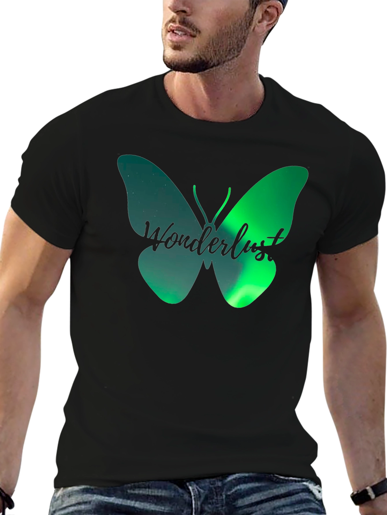 Black Wanderlust Butterfly Graphic T-Shirt - Black view 6