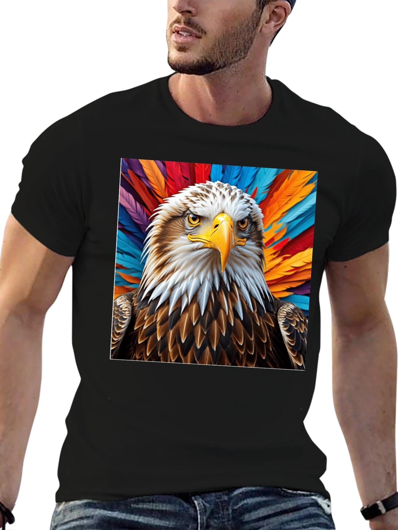 Black Eagle Graphic Tee - Bold Feathered Design view 6