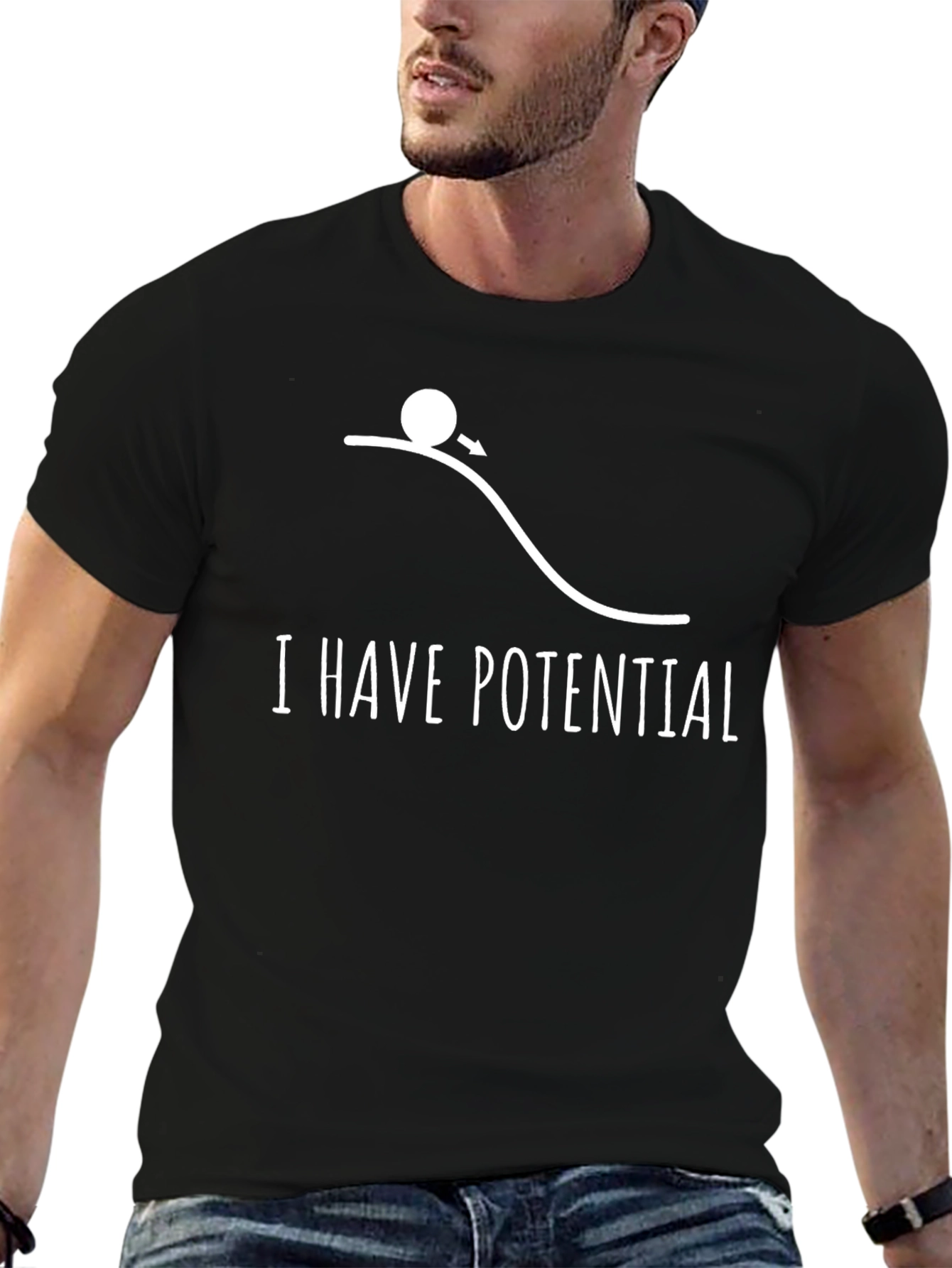 Black I Have Potential Graphic Tee - Black view 6