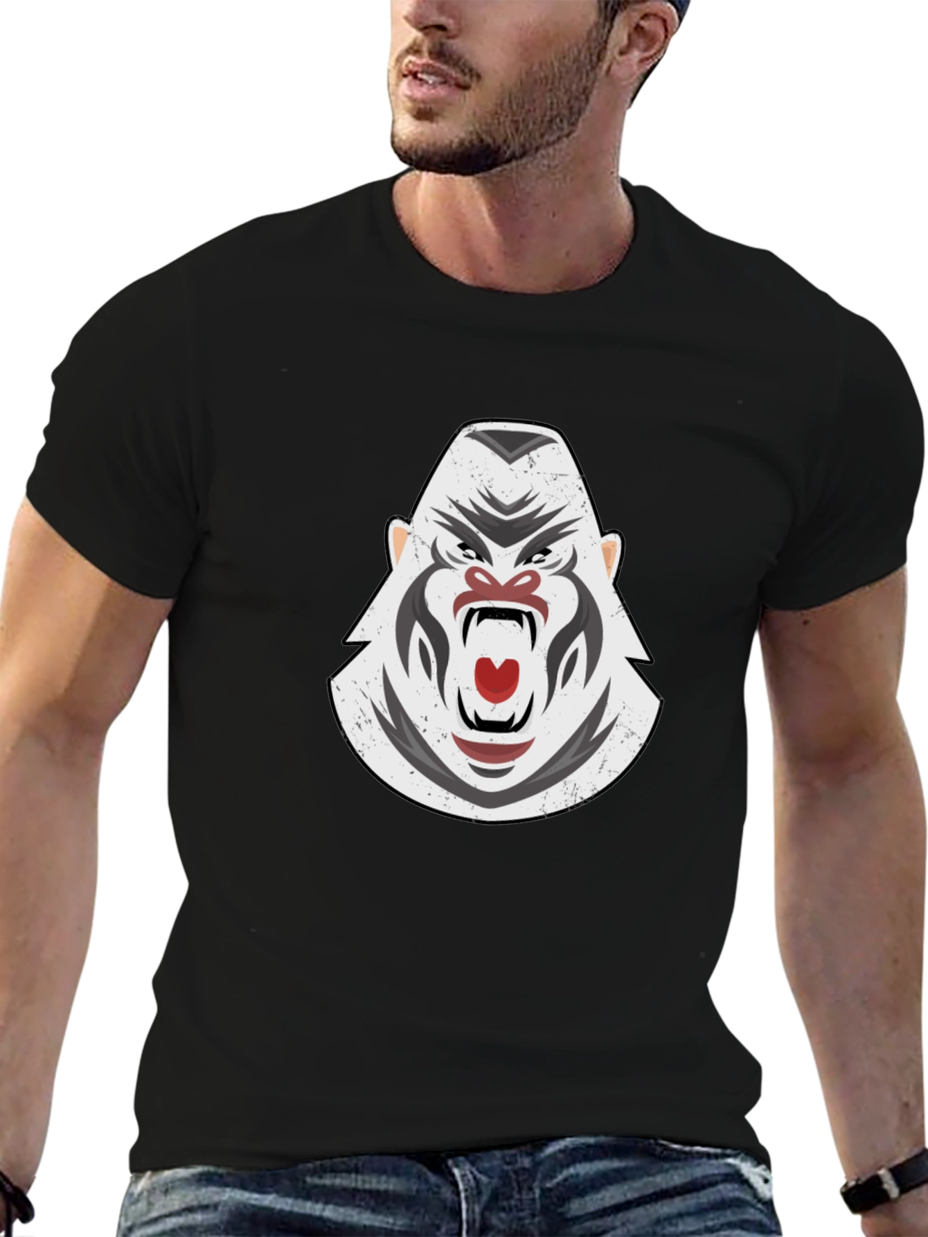 Black Gorilla Graphic Black T-Shirt view 6
