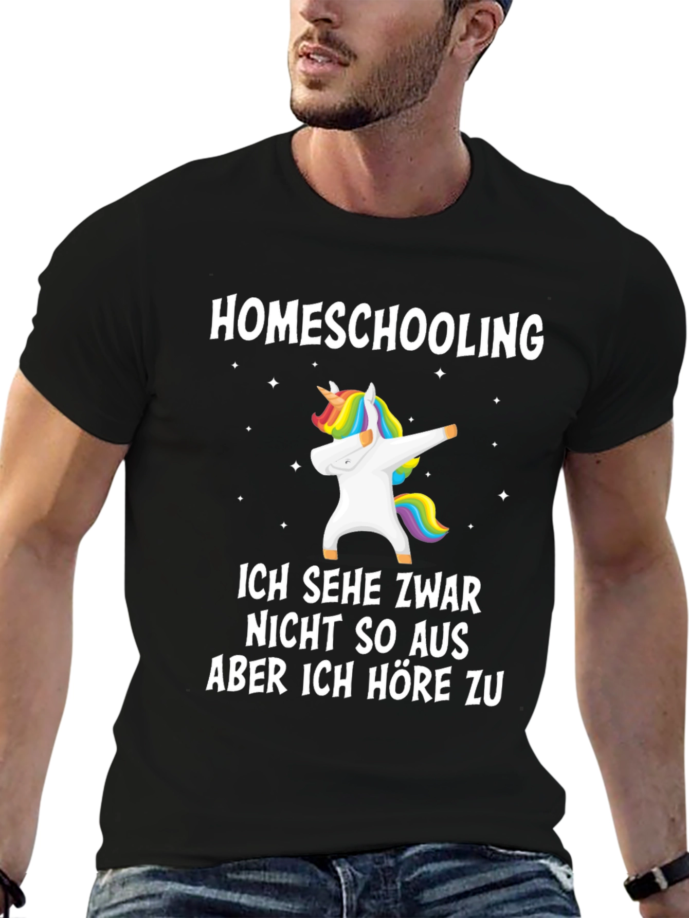 Black Homeschooling Unicorn T-Shirt view 6