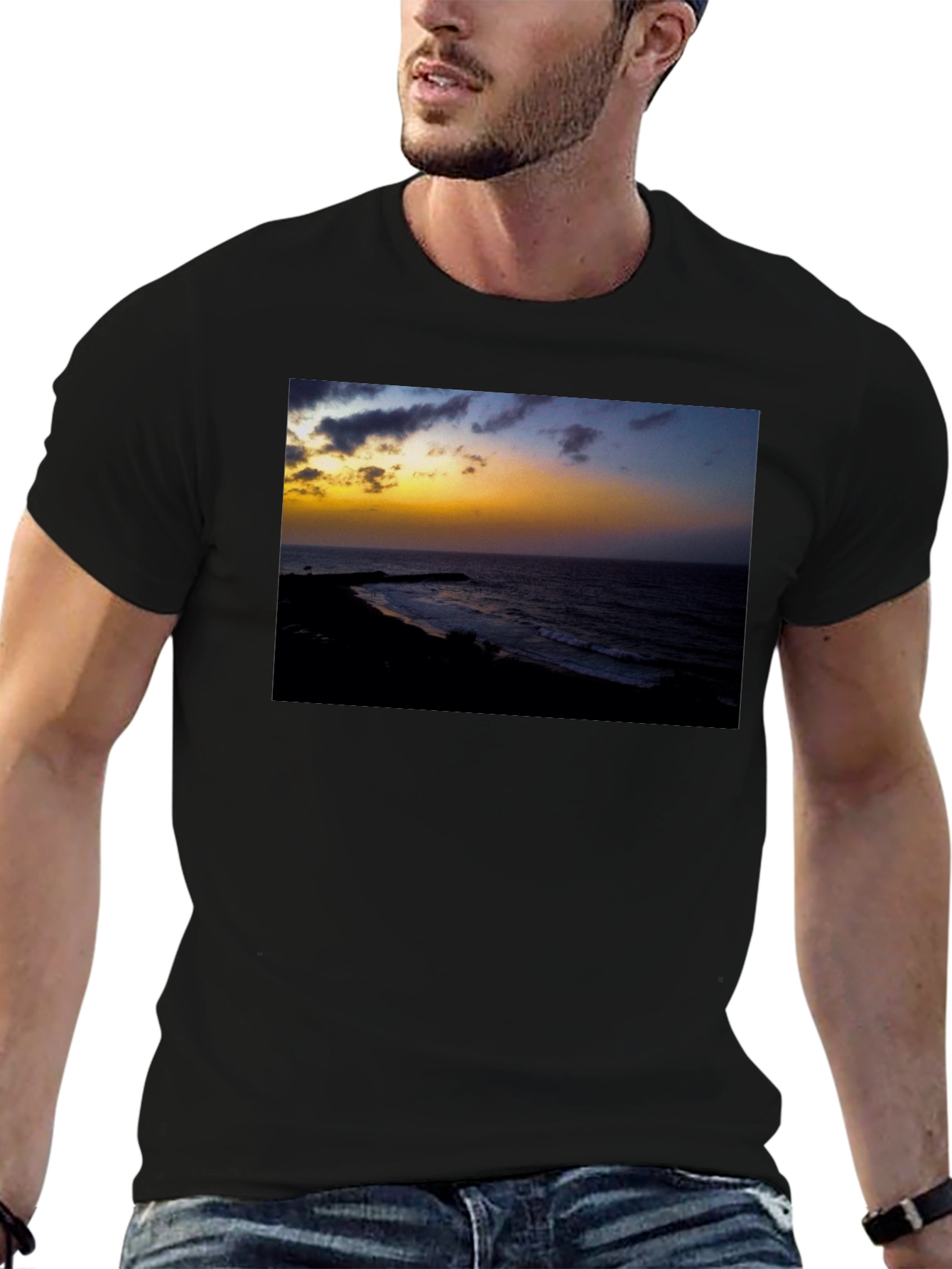 Black Sunset Beach Graphic T-Shirt view 6