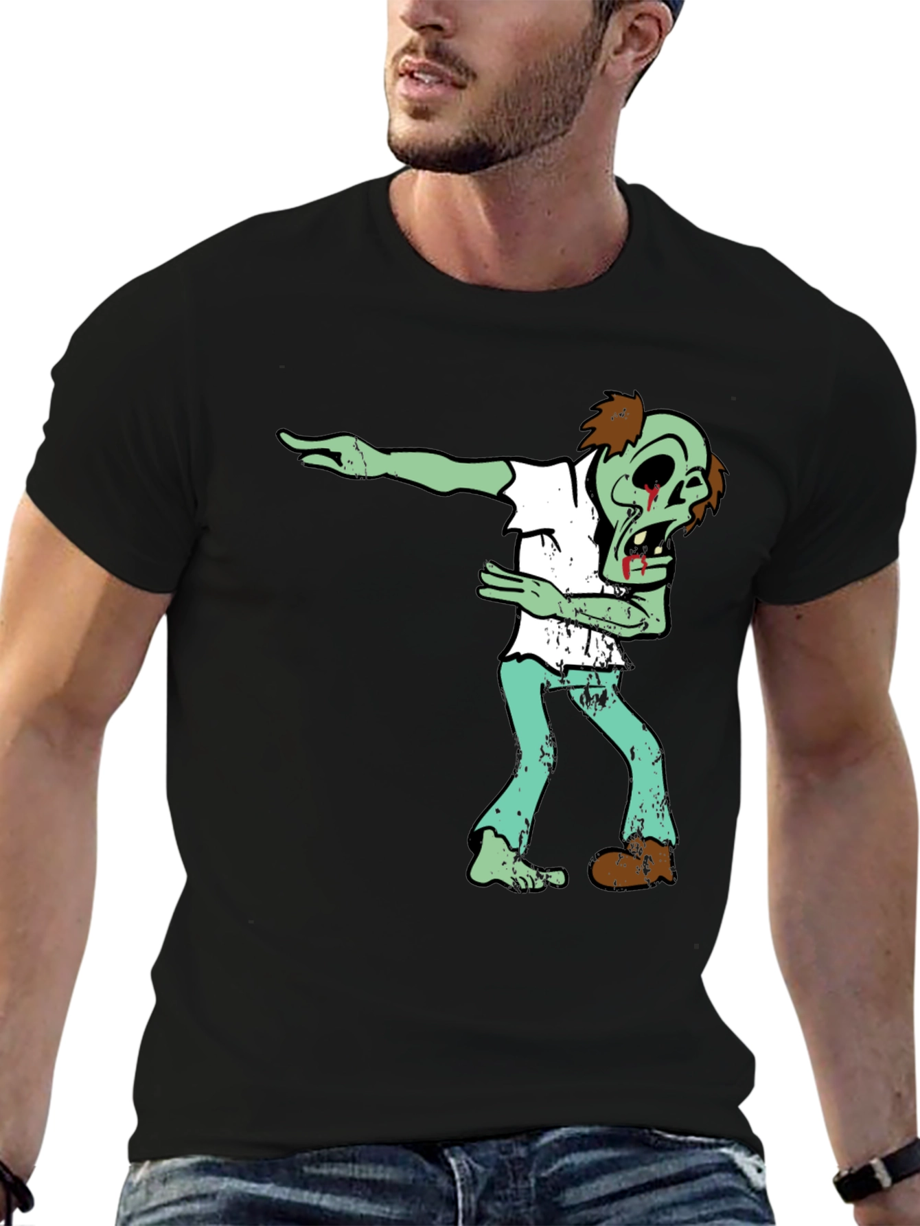Black Zombie Dab Graphic Tee - Halloween Fun! view 6