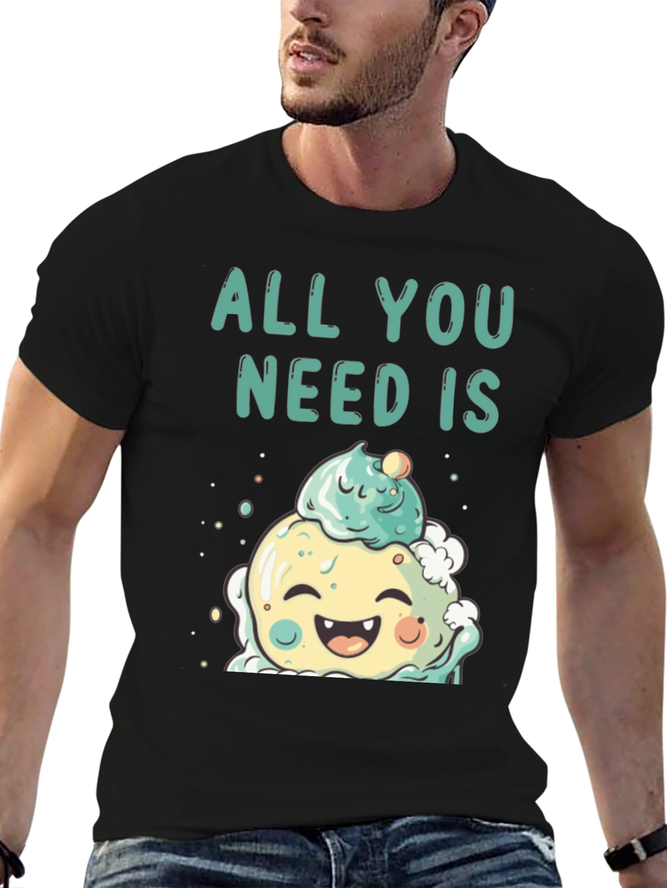 Black All You Need Is Cute Ice Cream T-Shirt view 6