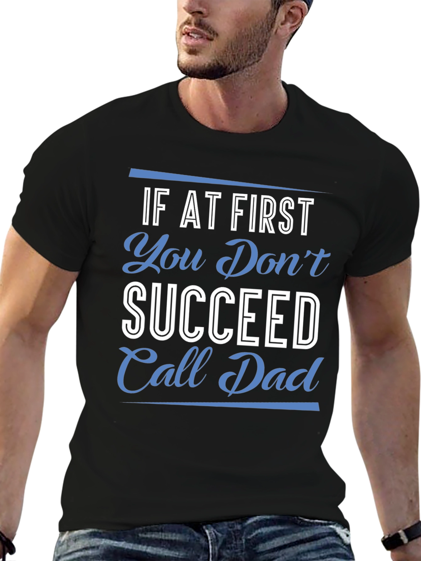Black Call Dad T-Shirt - Funny Father's Day Gift view 6