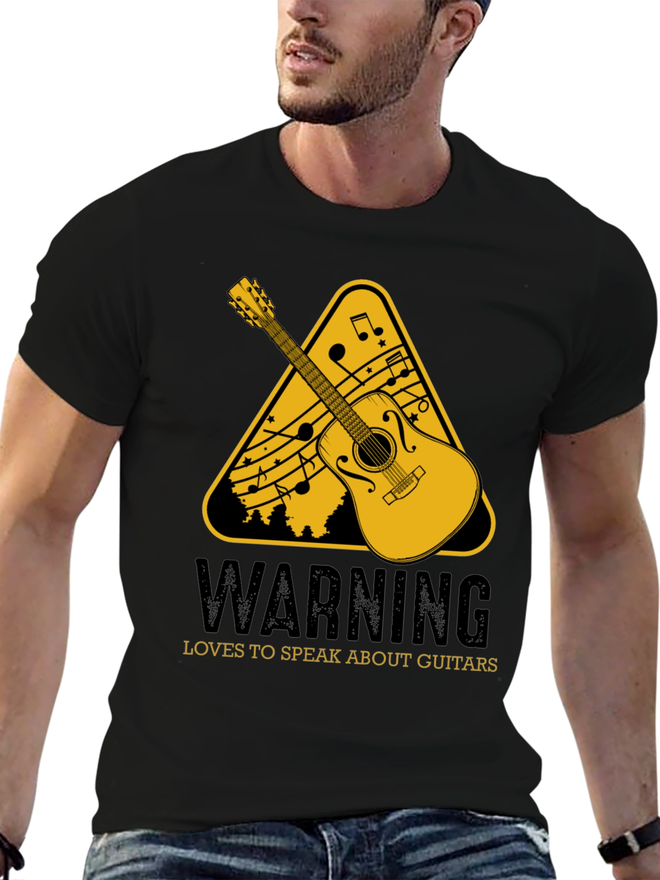 Black Guitar Lover's Warning T-Shirt view 6
