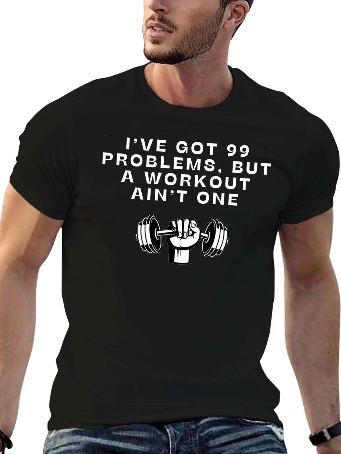 Black Funny Workout T-Shirt - 99 Problems view 6