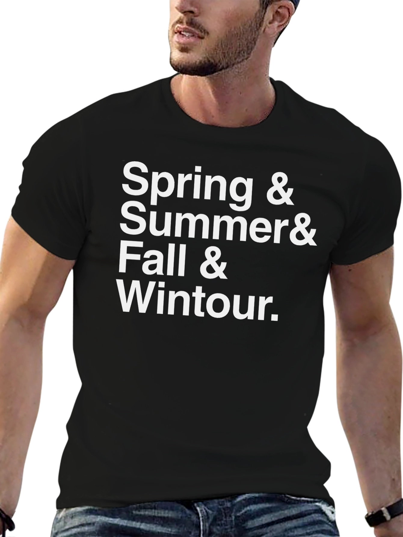 Black Spring, Summer, Fall, Wintour Black T-Shirt view 6