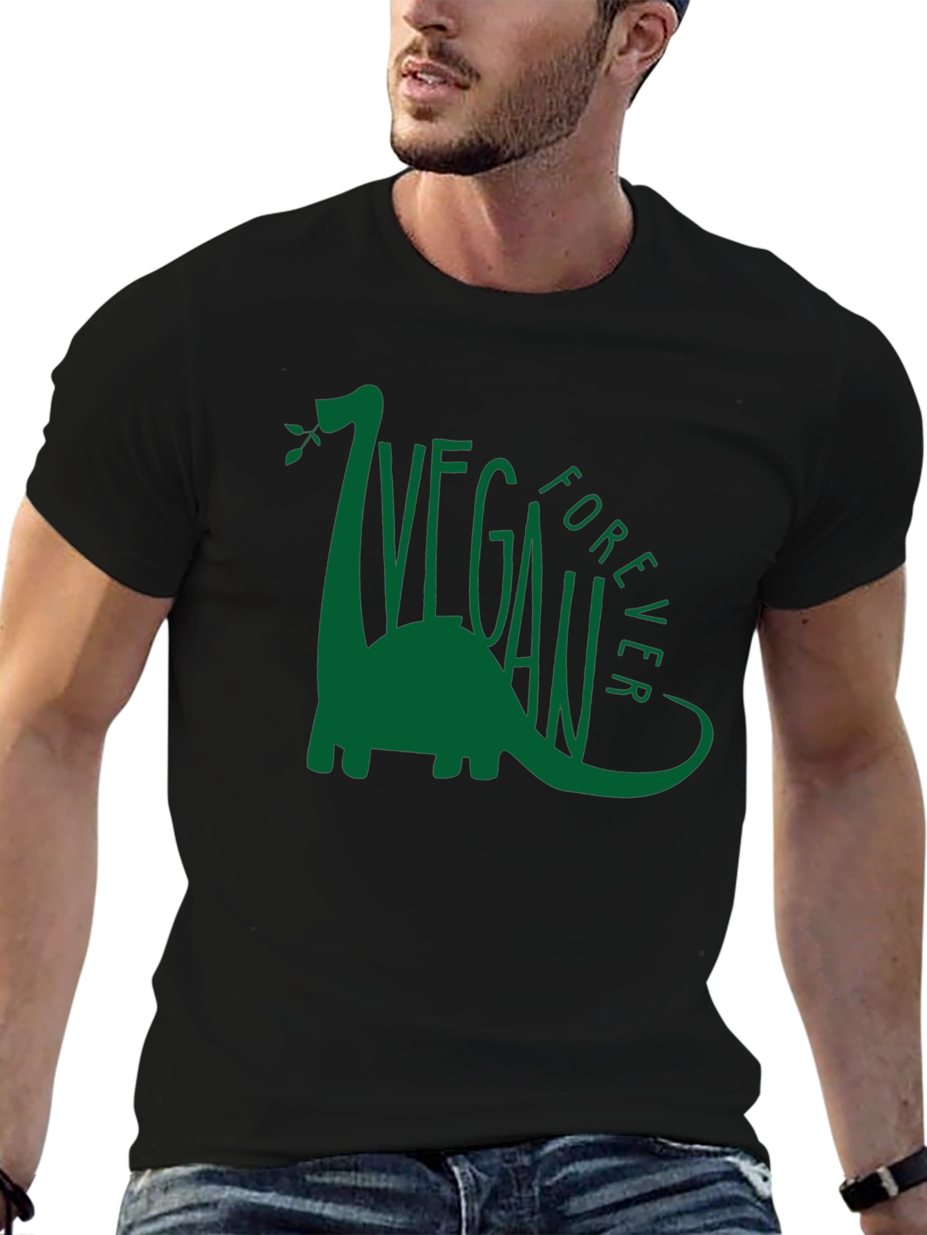 Black Vegan Forever Dinosaur Graphic Tee view 6