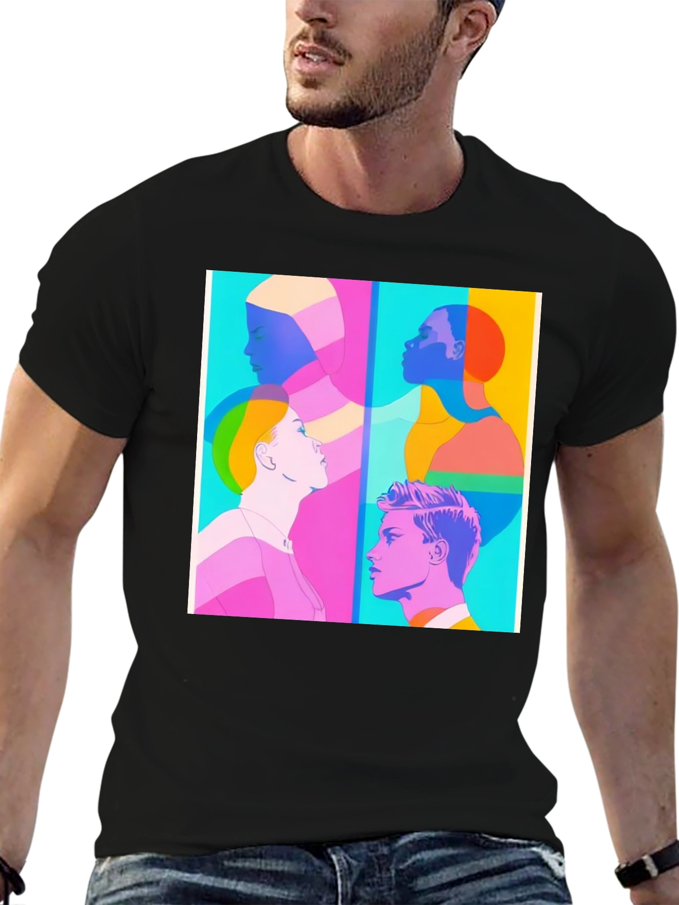 Black Modern Art Graphic Tee - Unisex Black T-Shirt view 6