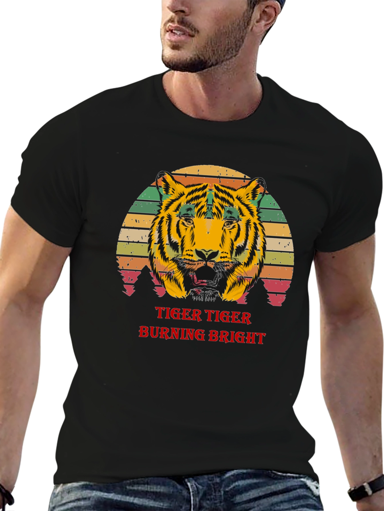 Black Tiger Burning Bright Graphic T-Shirt view 6