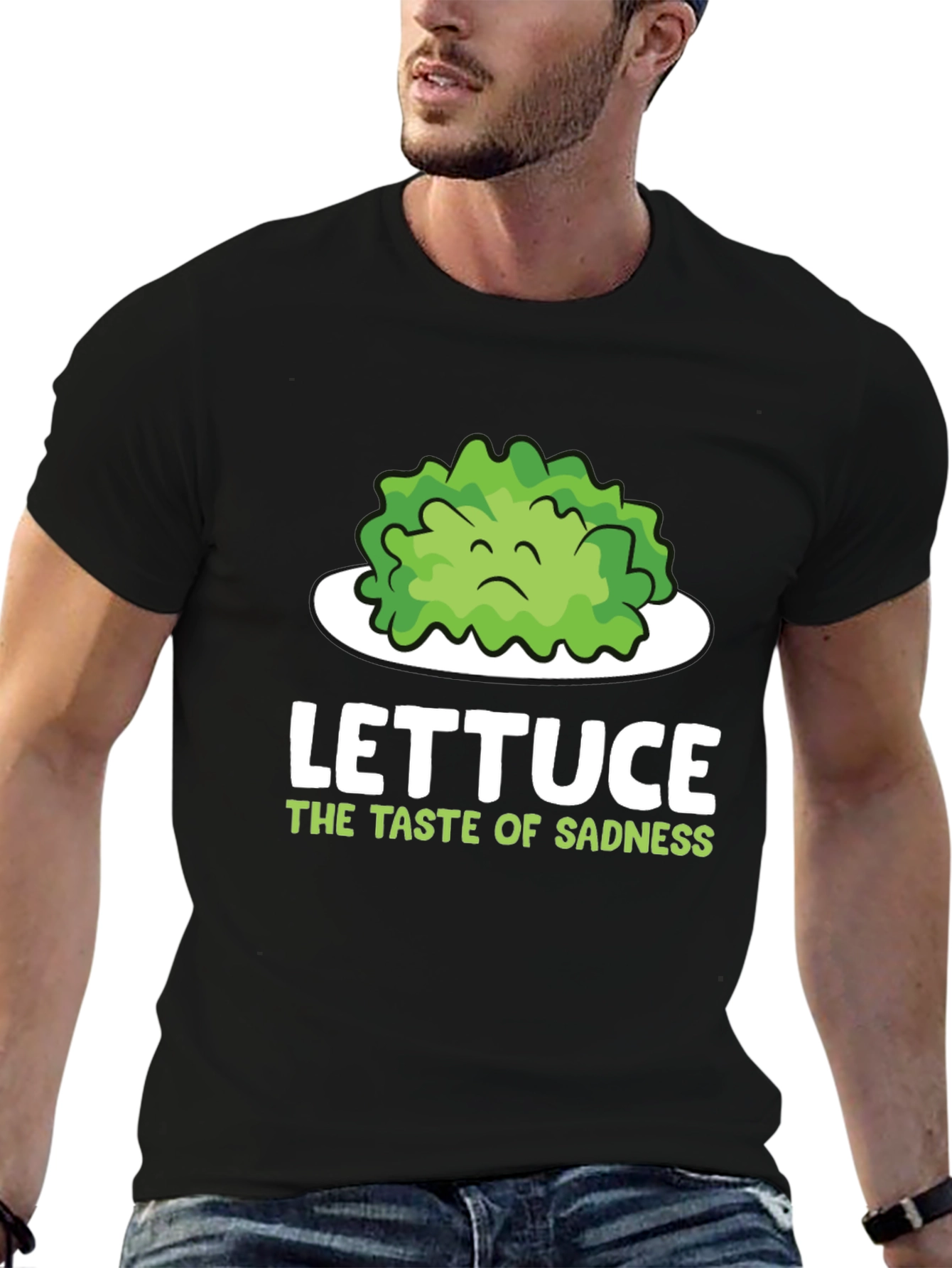 Black Lettuce Taste of Sadness T-Shirt - Funny Vegan Tee view 6