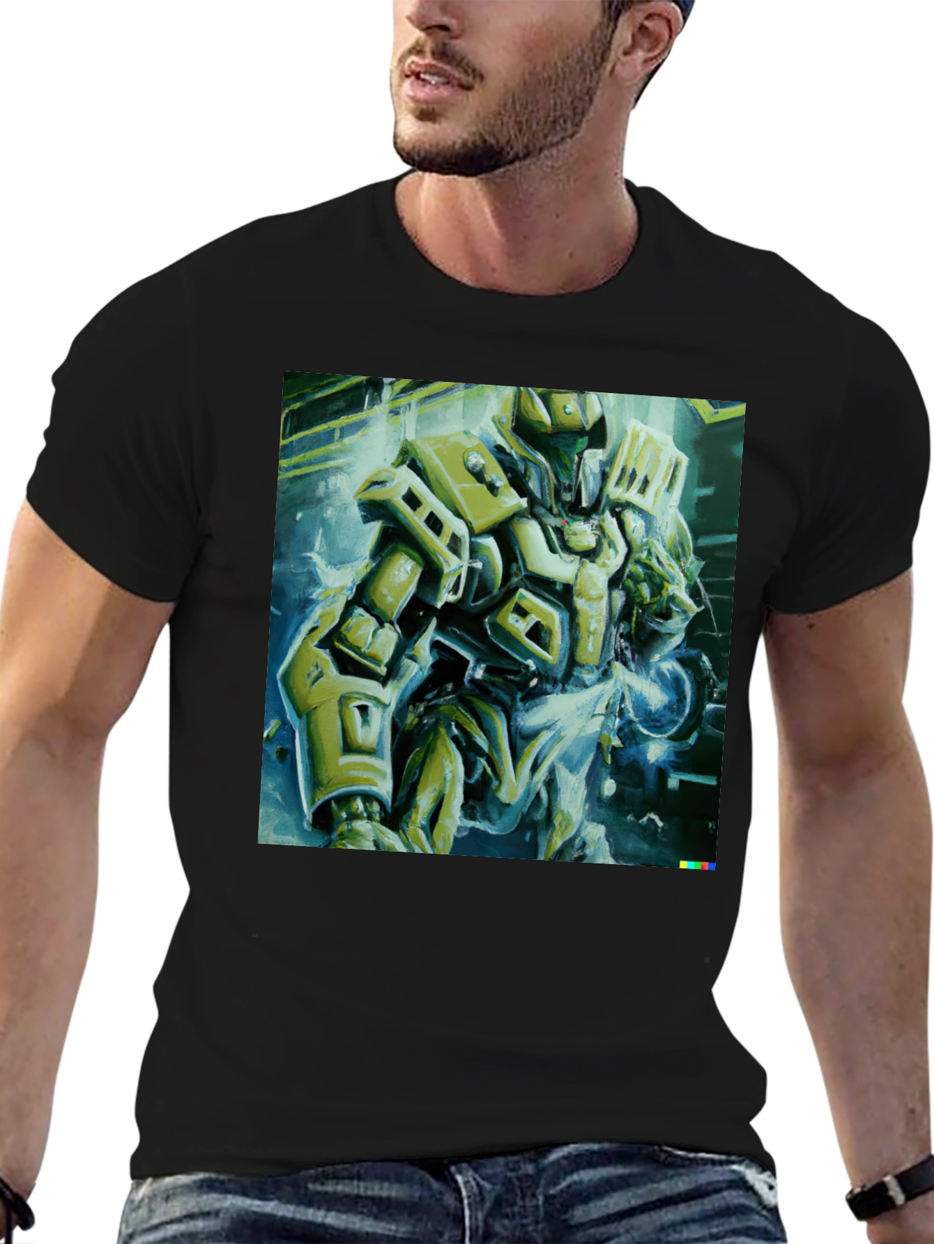 Black Sci-Fi Robot Graphic T-Shirt - Modern Streetwear Tee view 6