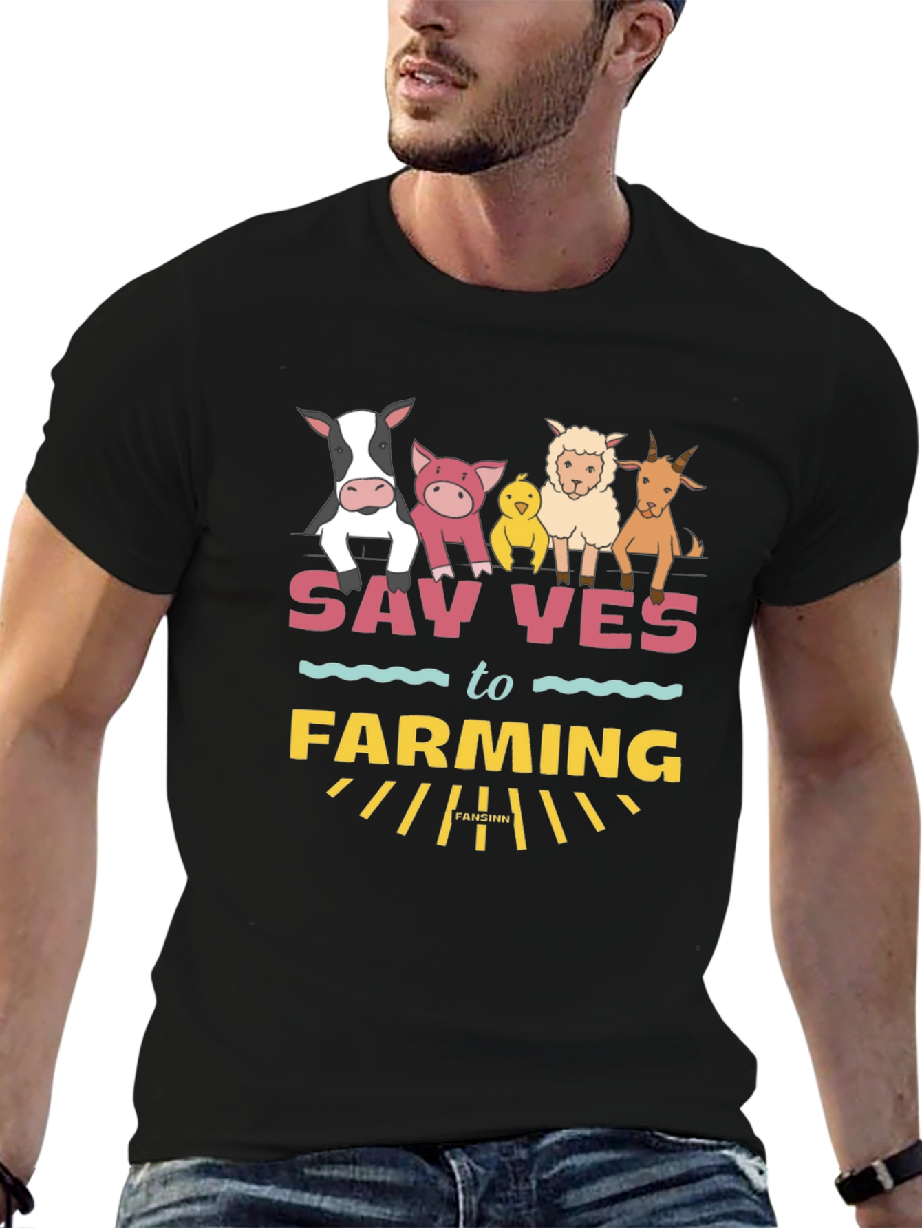 Black Farming Animal Graphic T-Shirt view 6