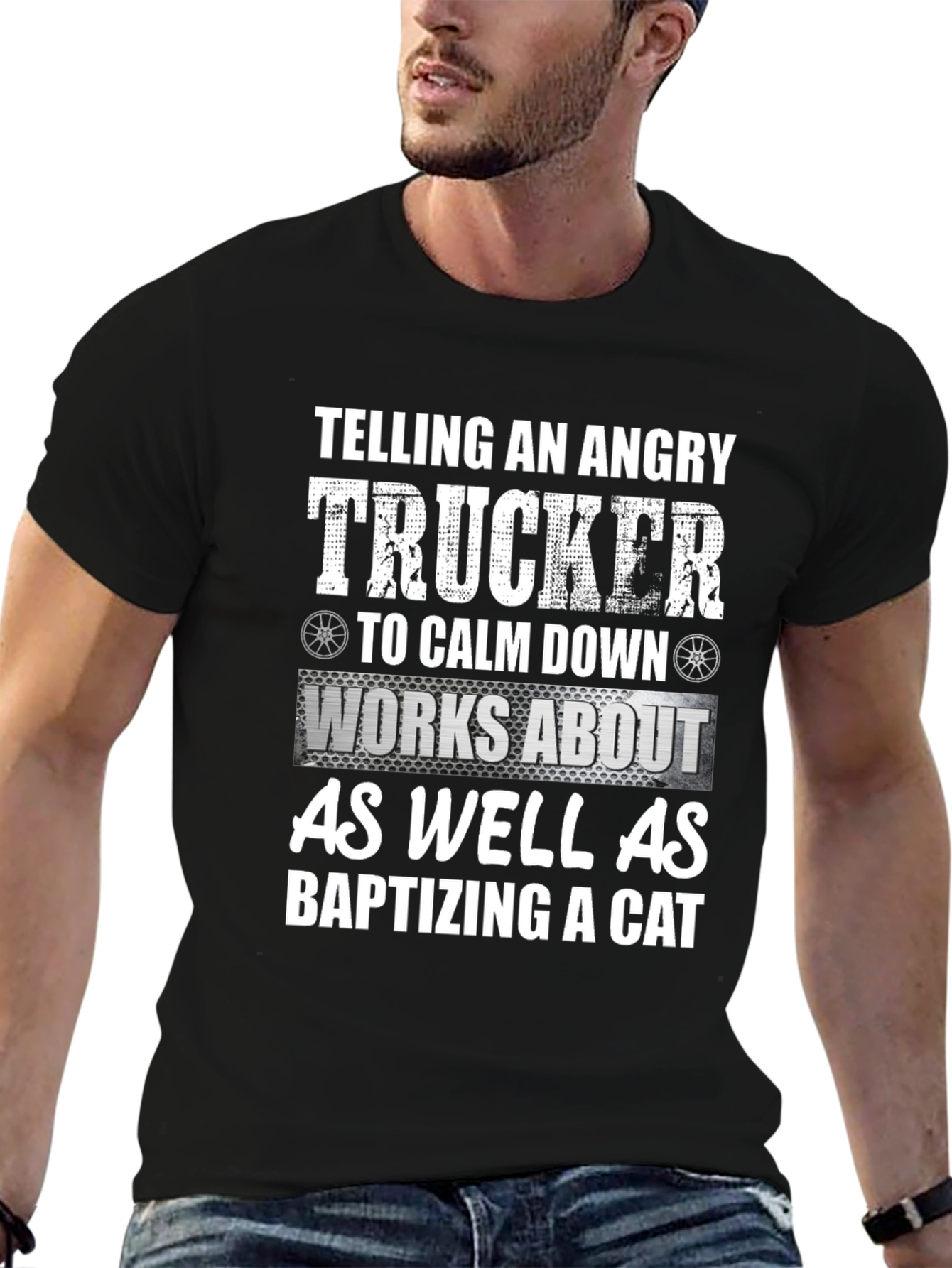 Black Angry Trucker Novelty Graphic T-Shirt view 6