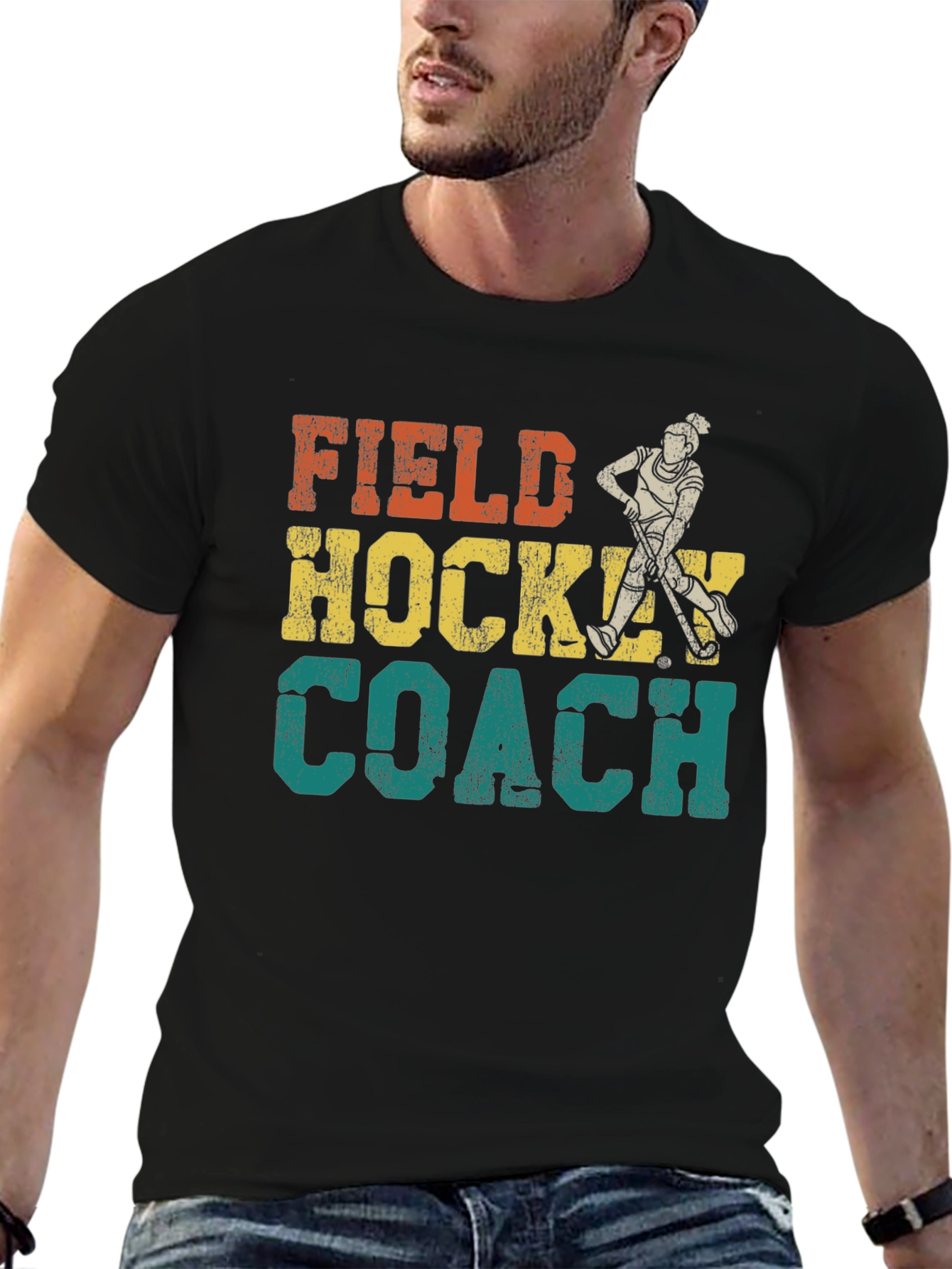 Black Field Hockey Coach Graphic Tee view 6