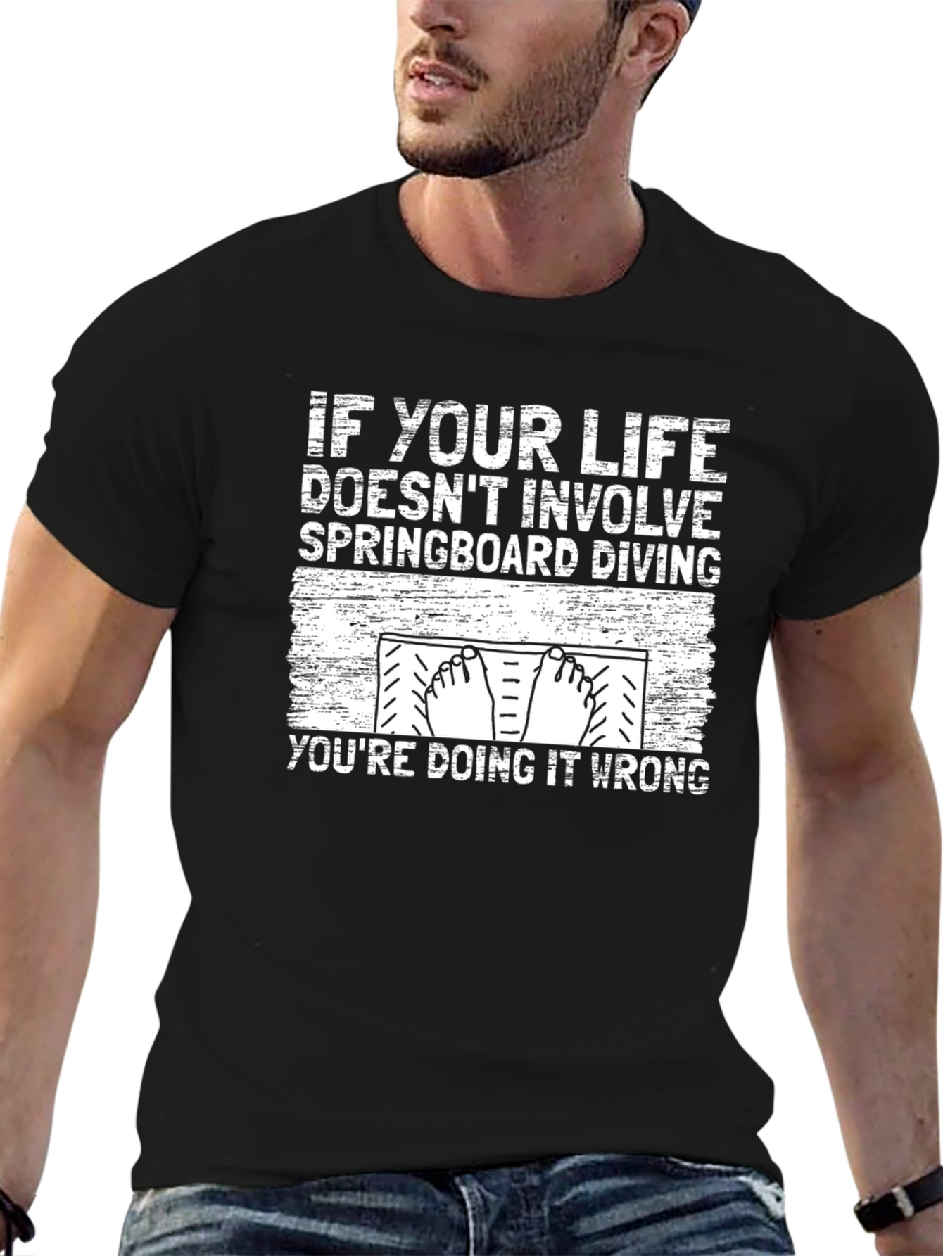 Black Springboard Diving T-Shirt - Funny Diver Gift view 6