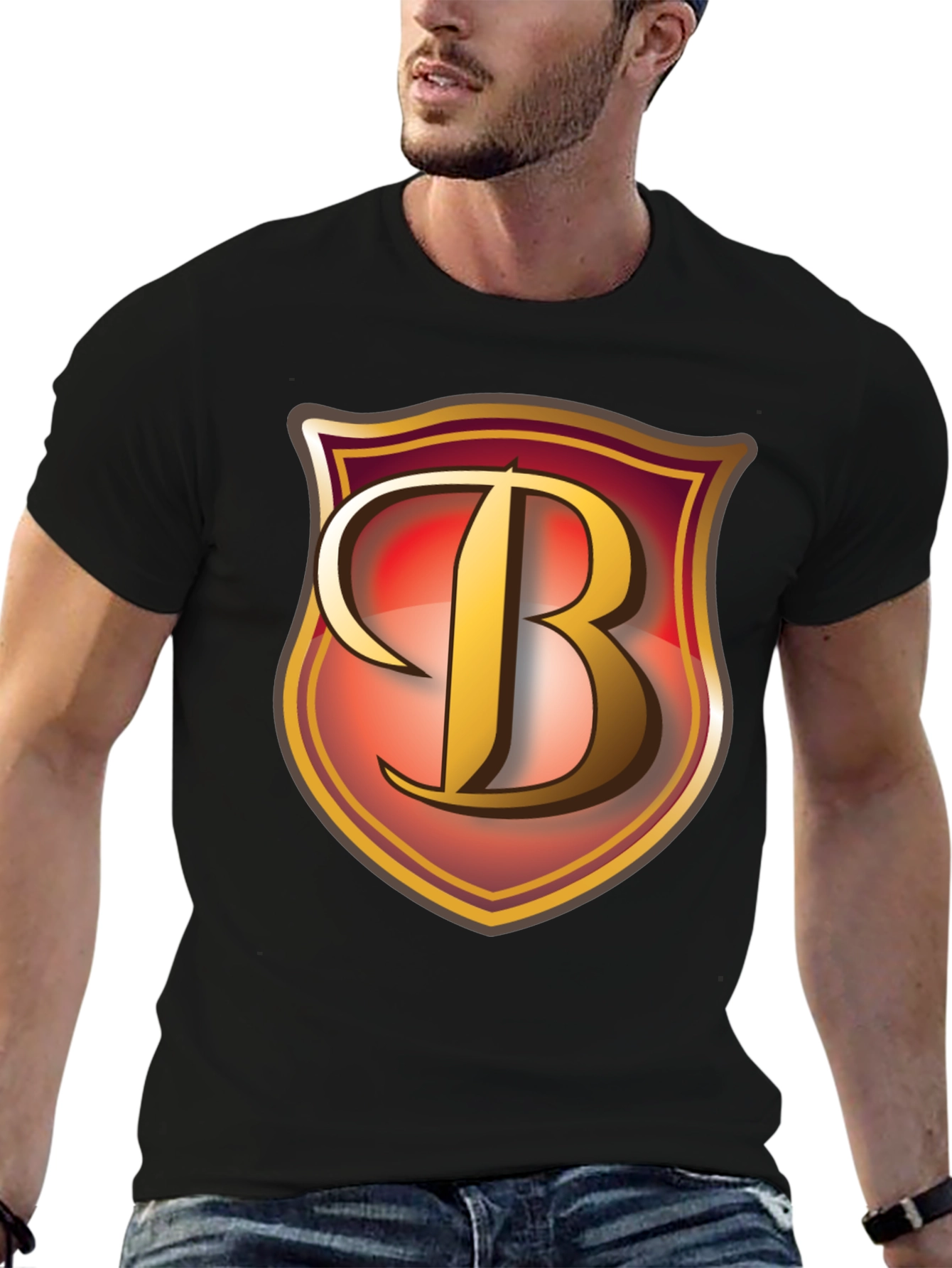 Black Letter B Shield Graphic T-Shirt view 6