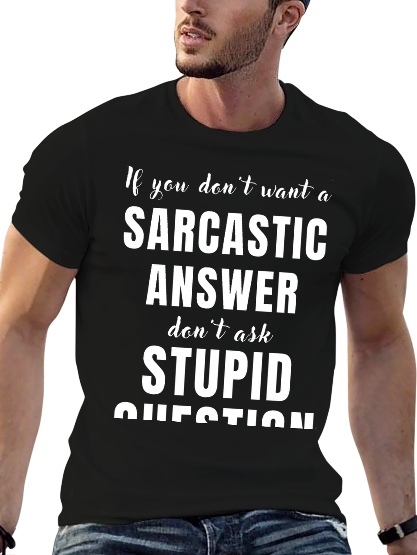 Black Sarcastic Answer Graphic T-Shirt view 6