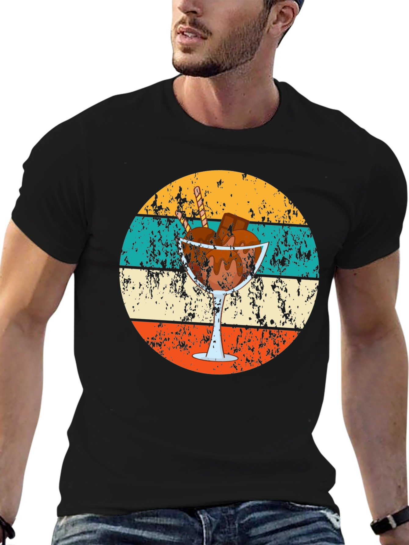 Black Retro Dessert T-Shirt - Chocolate Sundae Graphic Tee view 6