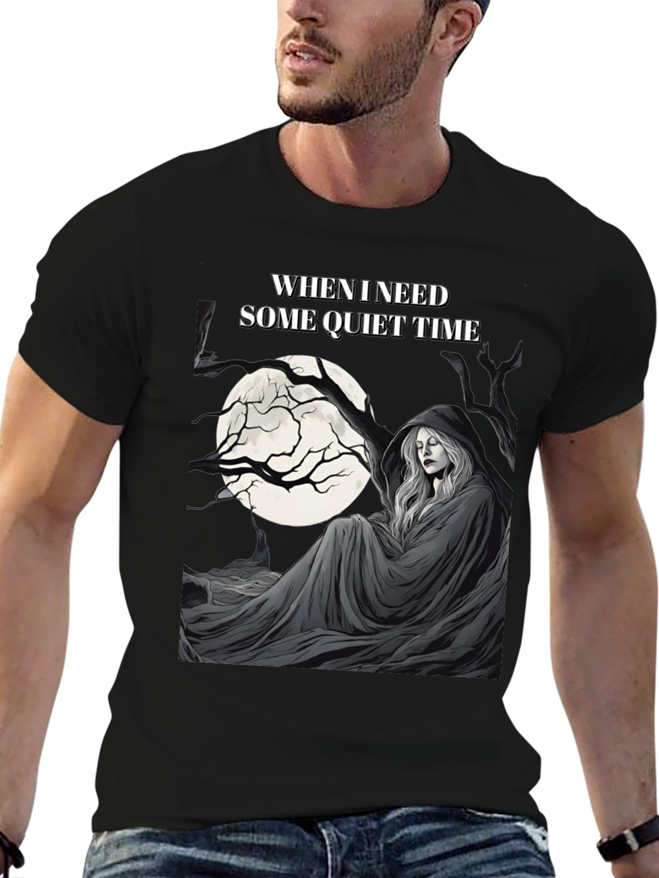Black Quiet Time Graphic T-Shirt - Dark Humor Tee view 6