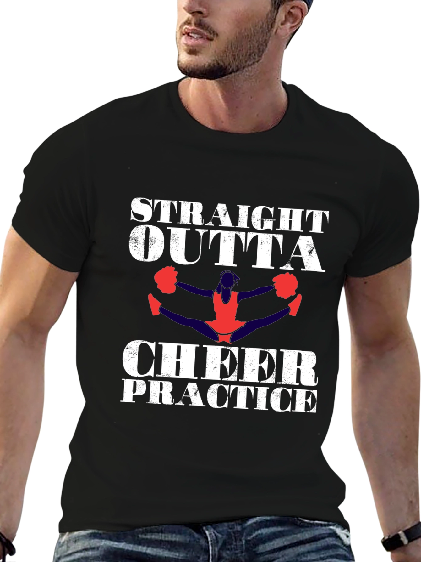 Black Straight Outta Cheer Practice T-Shirt view 6