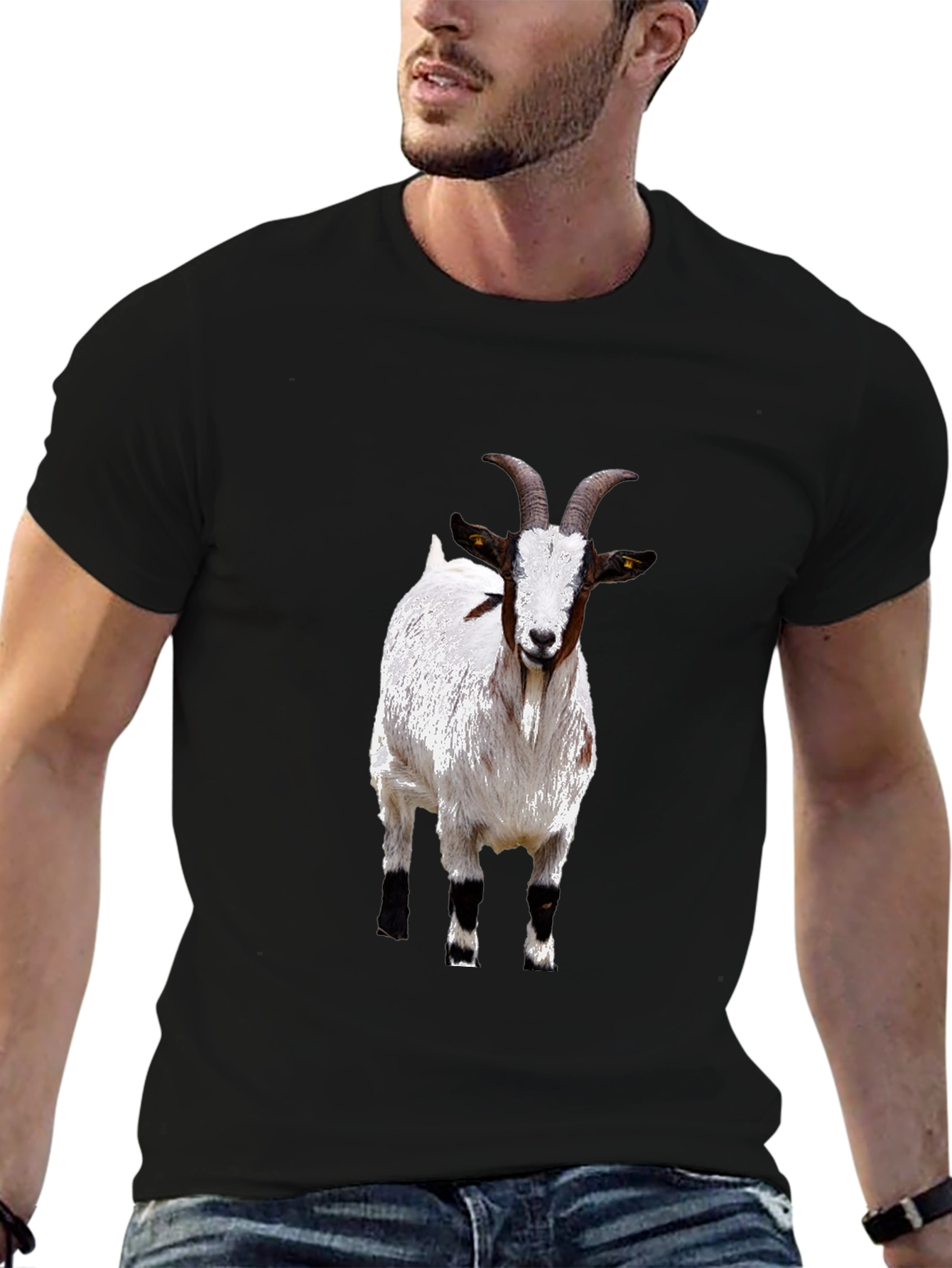 Black Goat Graphic Tee - Black Cotton T-Shirt view 6