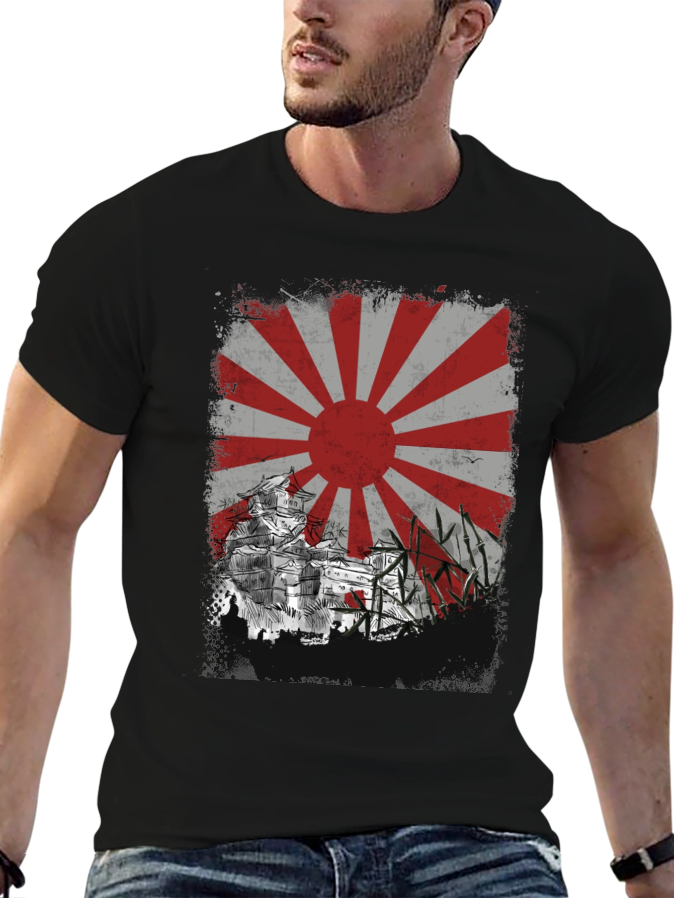 Rising Sun T-Shirt - Japanese Castle Design - 6