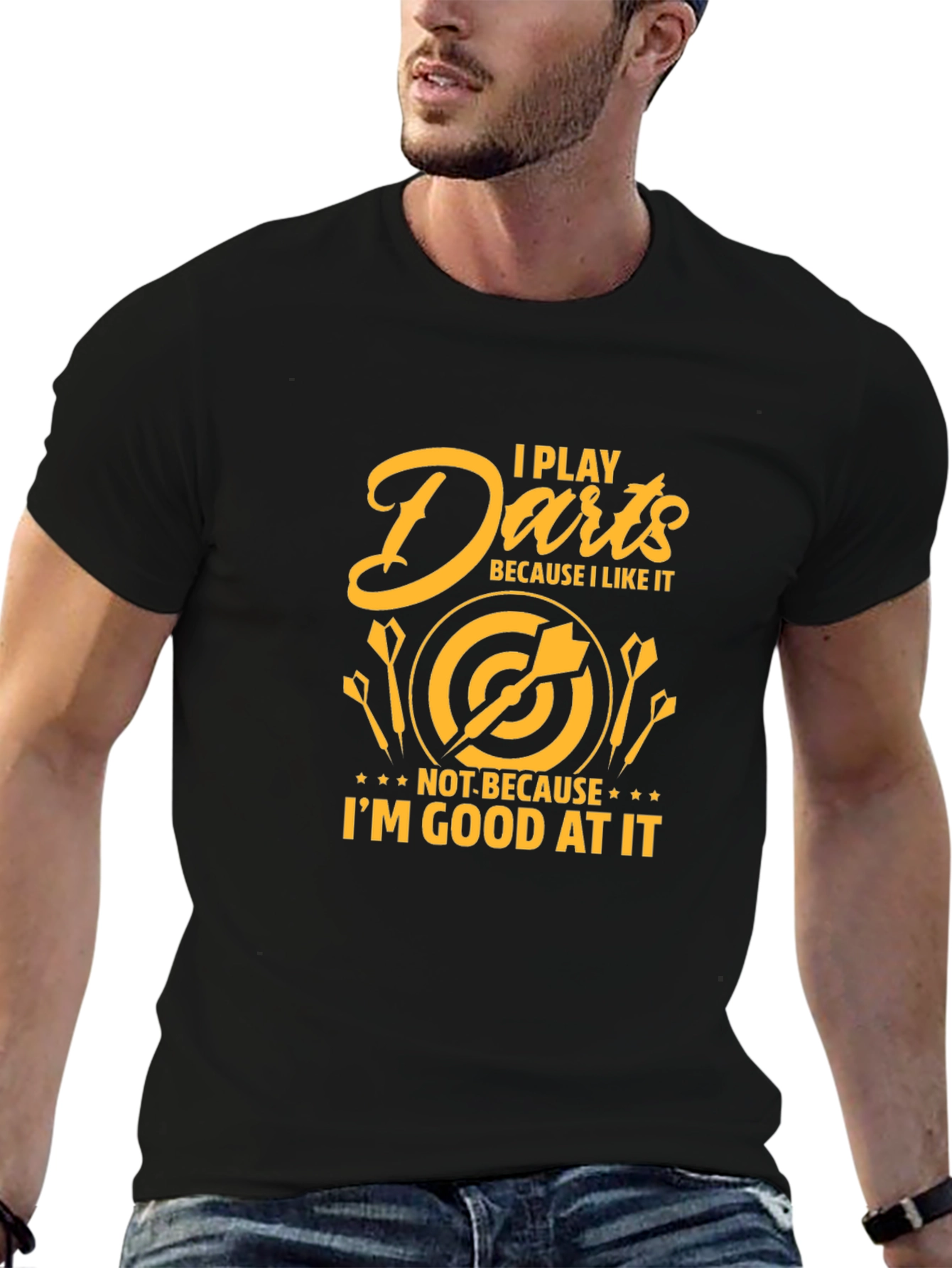 Black I Play Darts Because I Like It T-Shirt view 6