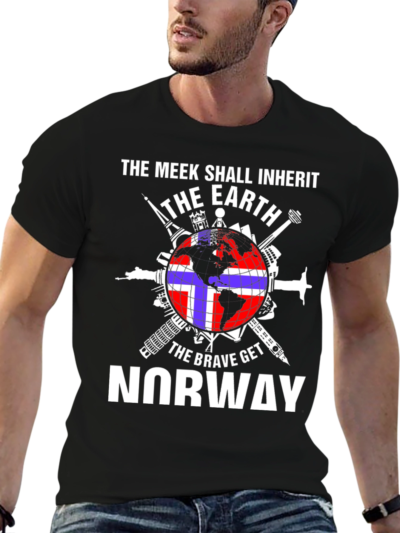 Black Meek Shall Inherit Earth, Brave Get Norway T-Shirt view 6