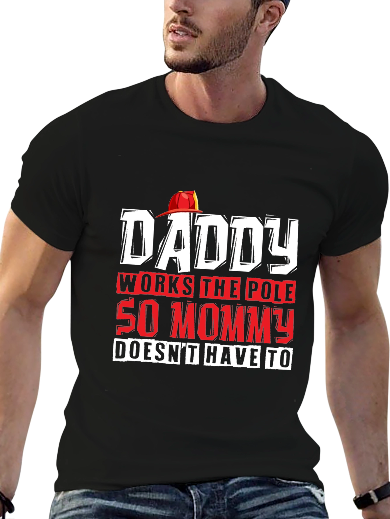 Black Daddy Works The Pole Funny Graphic T-Shirt view 6