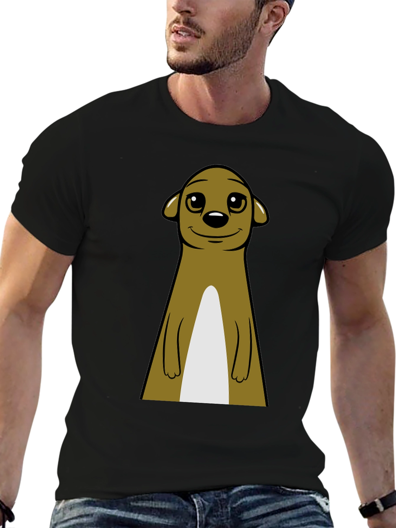 Black Meerkat Graphic Tee - Classic Crew Neck view 6