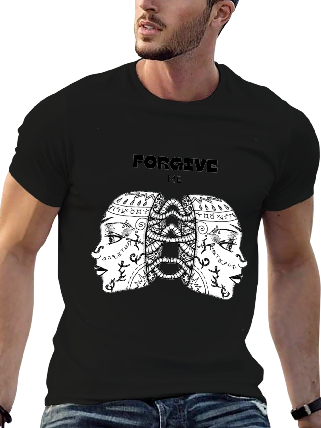 Black Forgive Me Graphic Print Black T-Shirt view 6