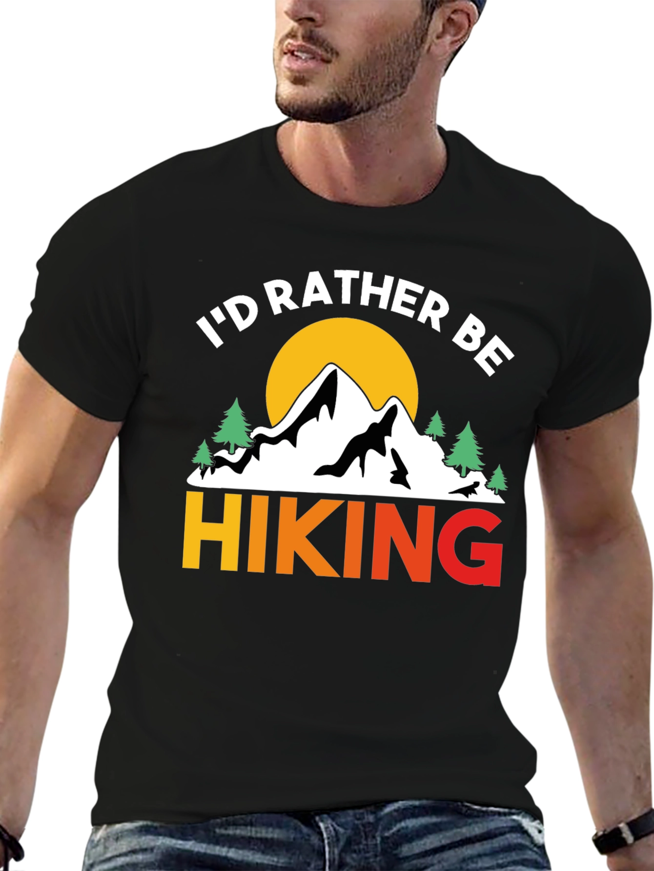 Black I'd Rather Be Hiking T-Shirt Mountain Nature view 6