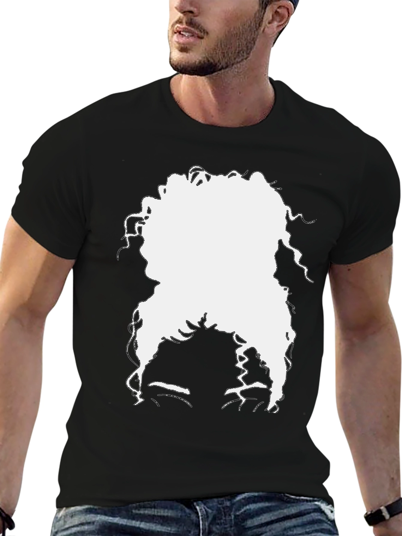 Black Silhouette Afro T-Shirt - Black Casual Tee view 6