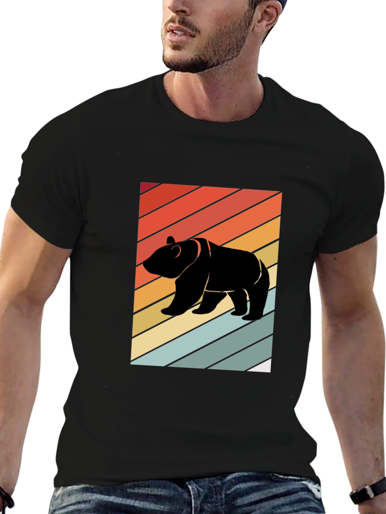 Black Retro Bear Graphic Tee - Black view 6