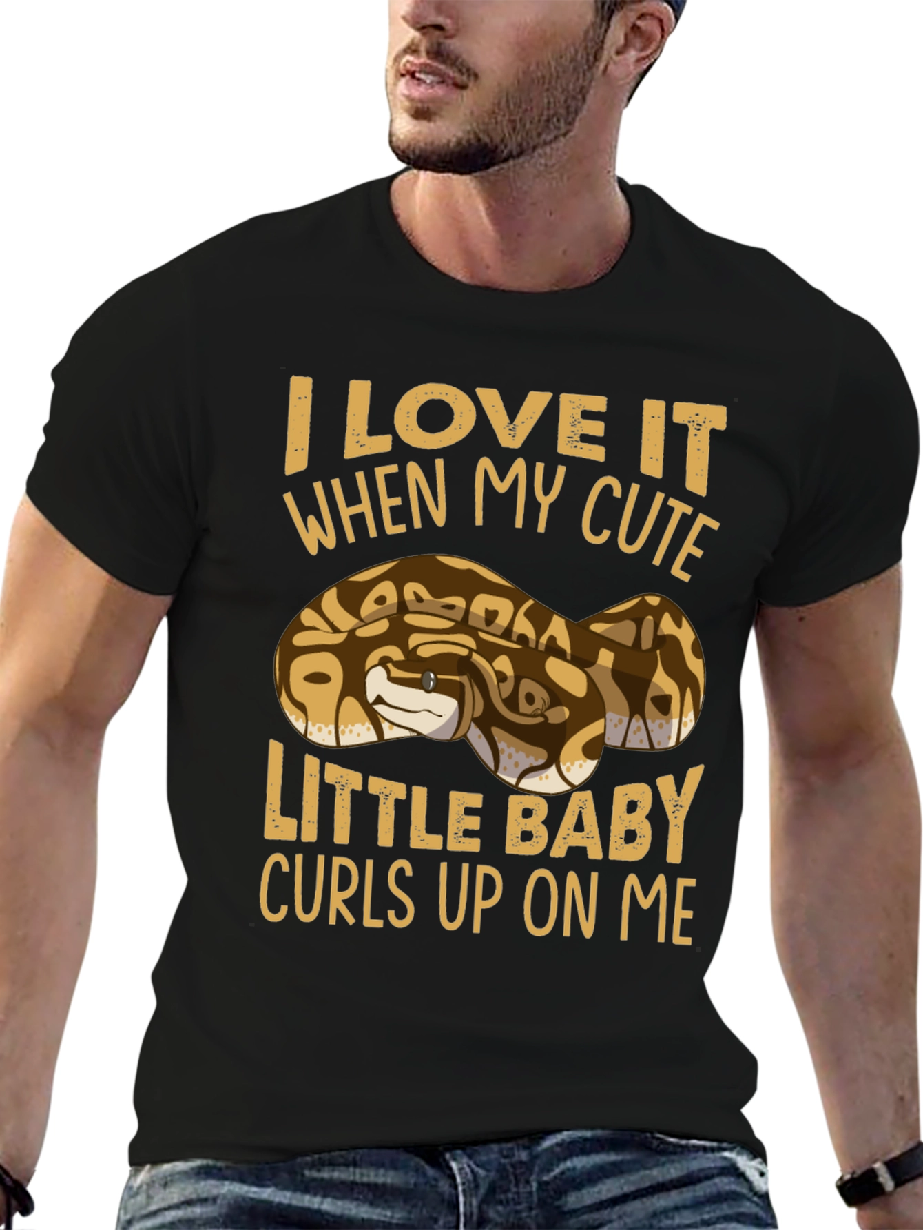 Black Cute Ball Python T-Shirt view 6