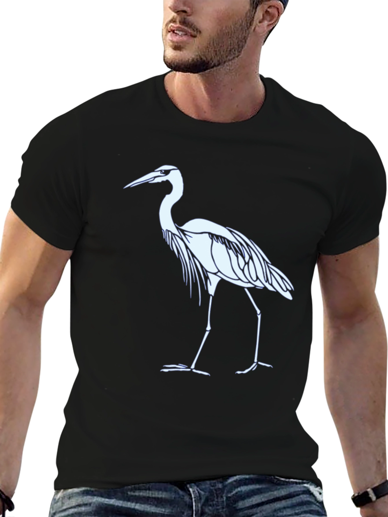 Black Heron Graphic Tee - Black Cotton Blend T-Shirt view 6