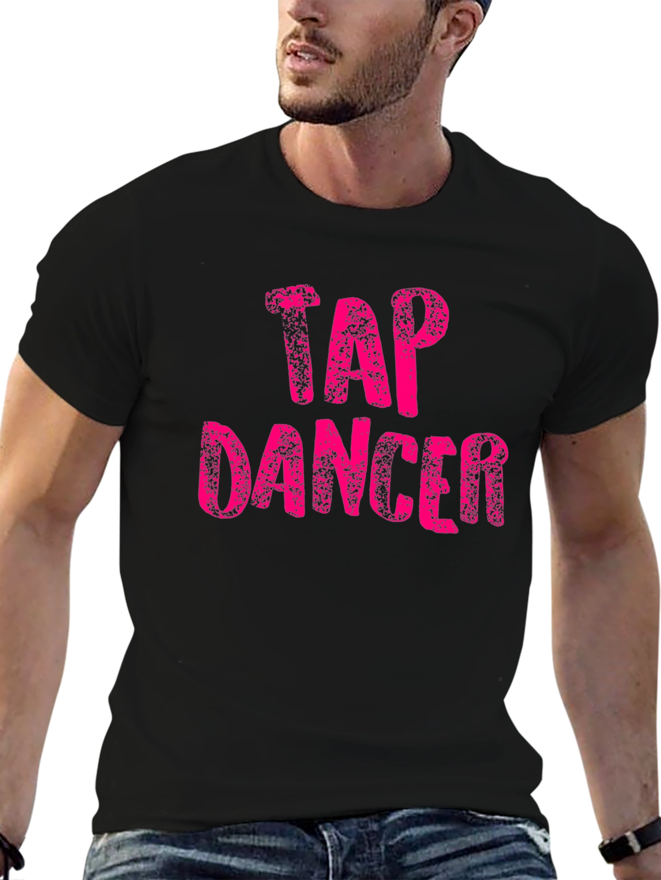 Black Tap Dancer T-Shirt - Unique Pink Graphic Tee view 6