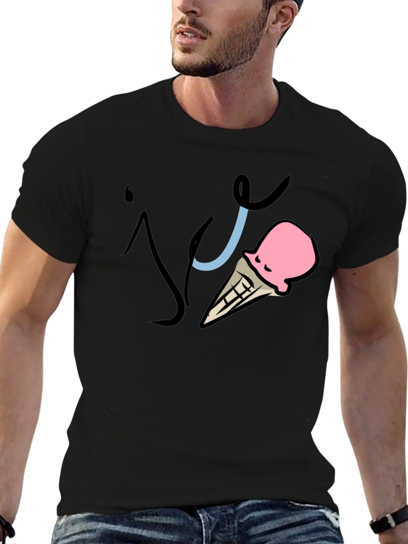Black Ice Cream Graphic Tee - Fun Summer Shirt view 6
