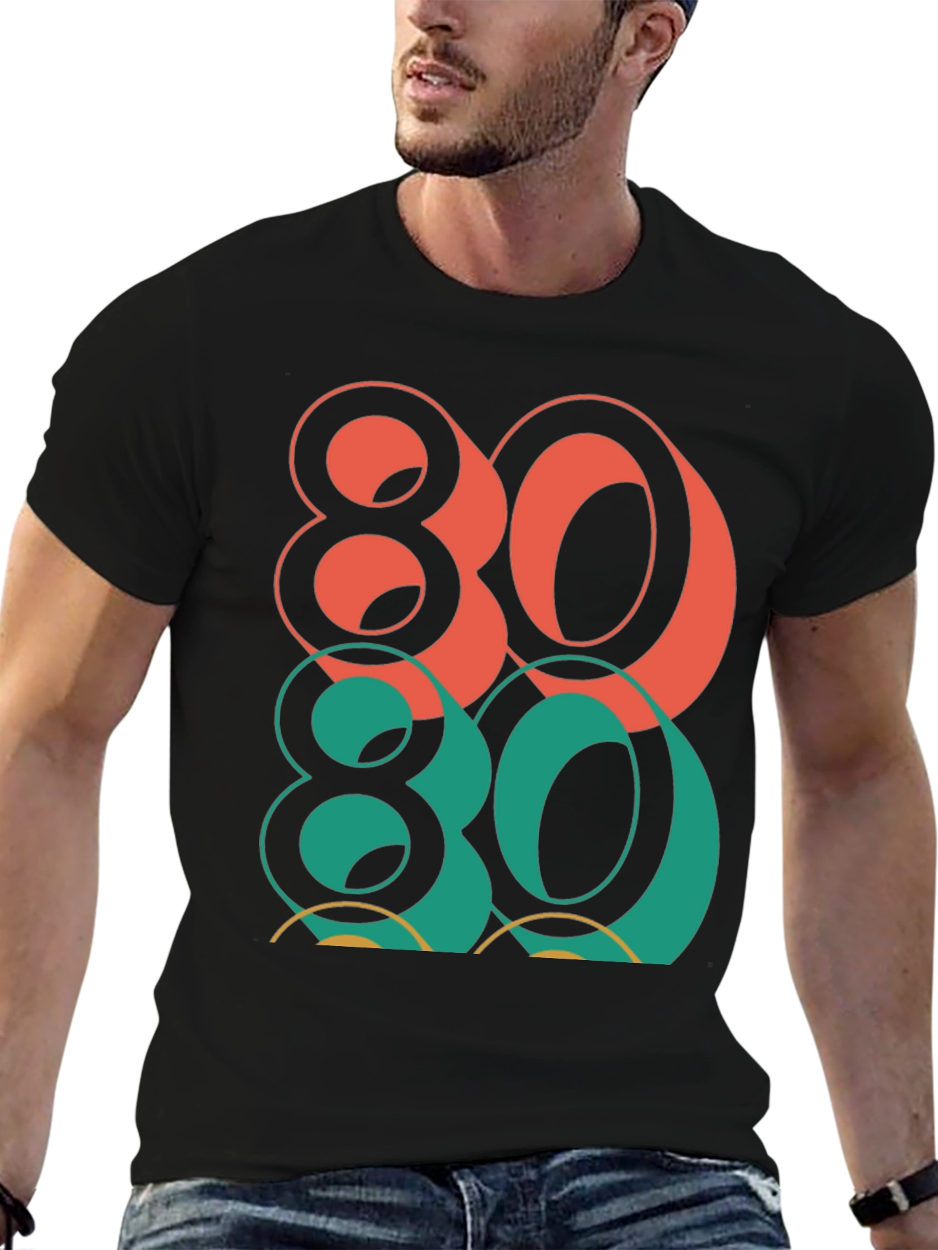Black Retro 80's Graphic Tee - Bold Style view 6