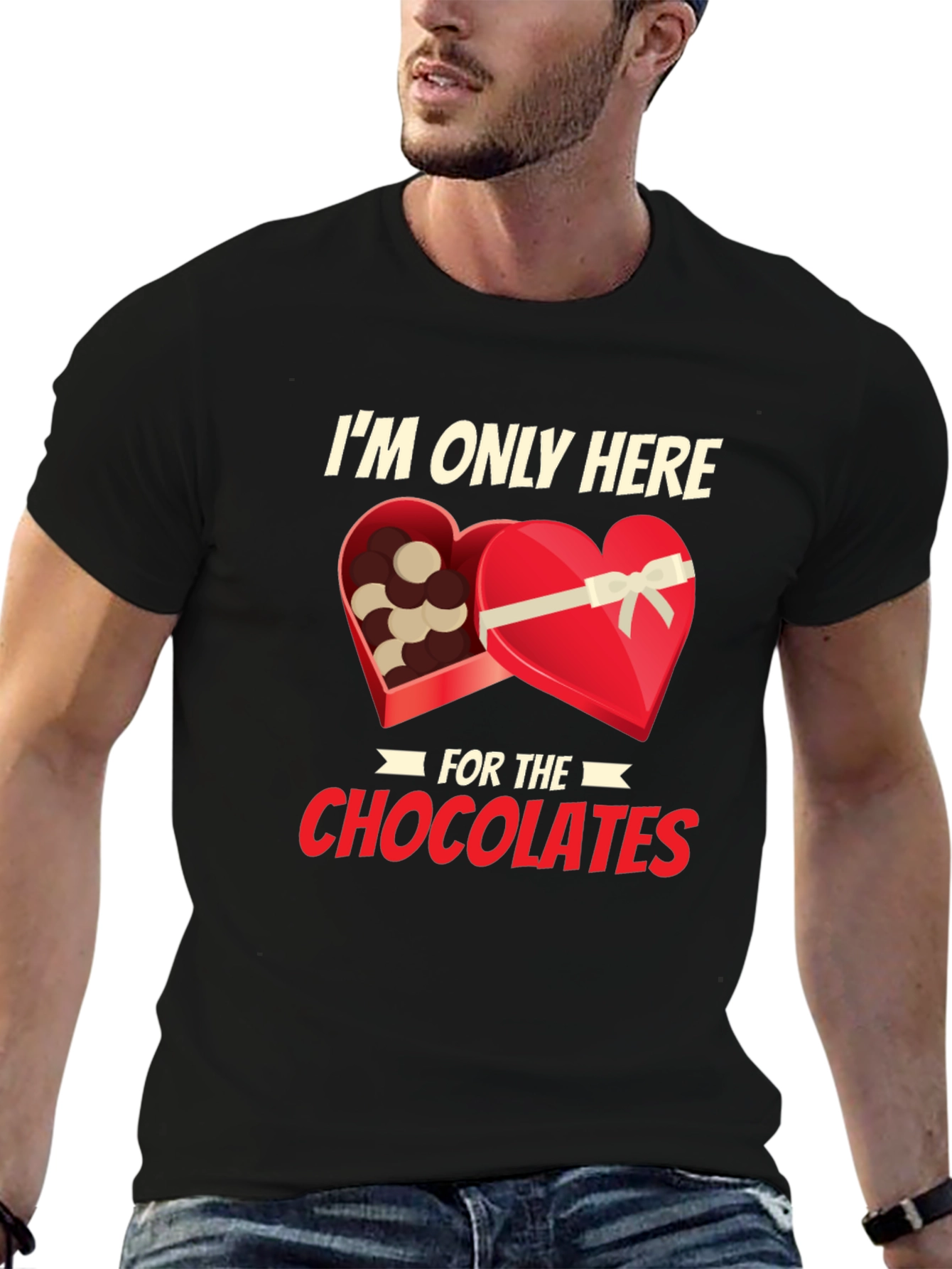 Black Chocolate Lover T-Shirt: I'm Only Here for the Chocolates view 6