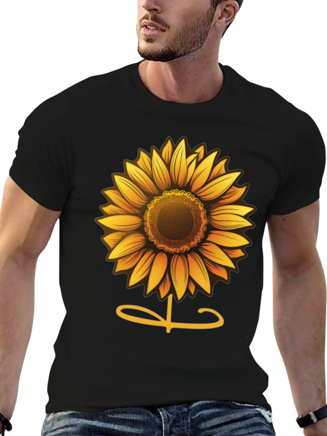 Black Sunflower Graphic Tee - Soft Cotton Comfort view 6