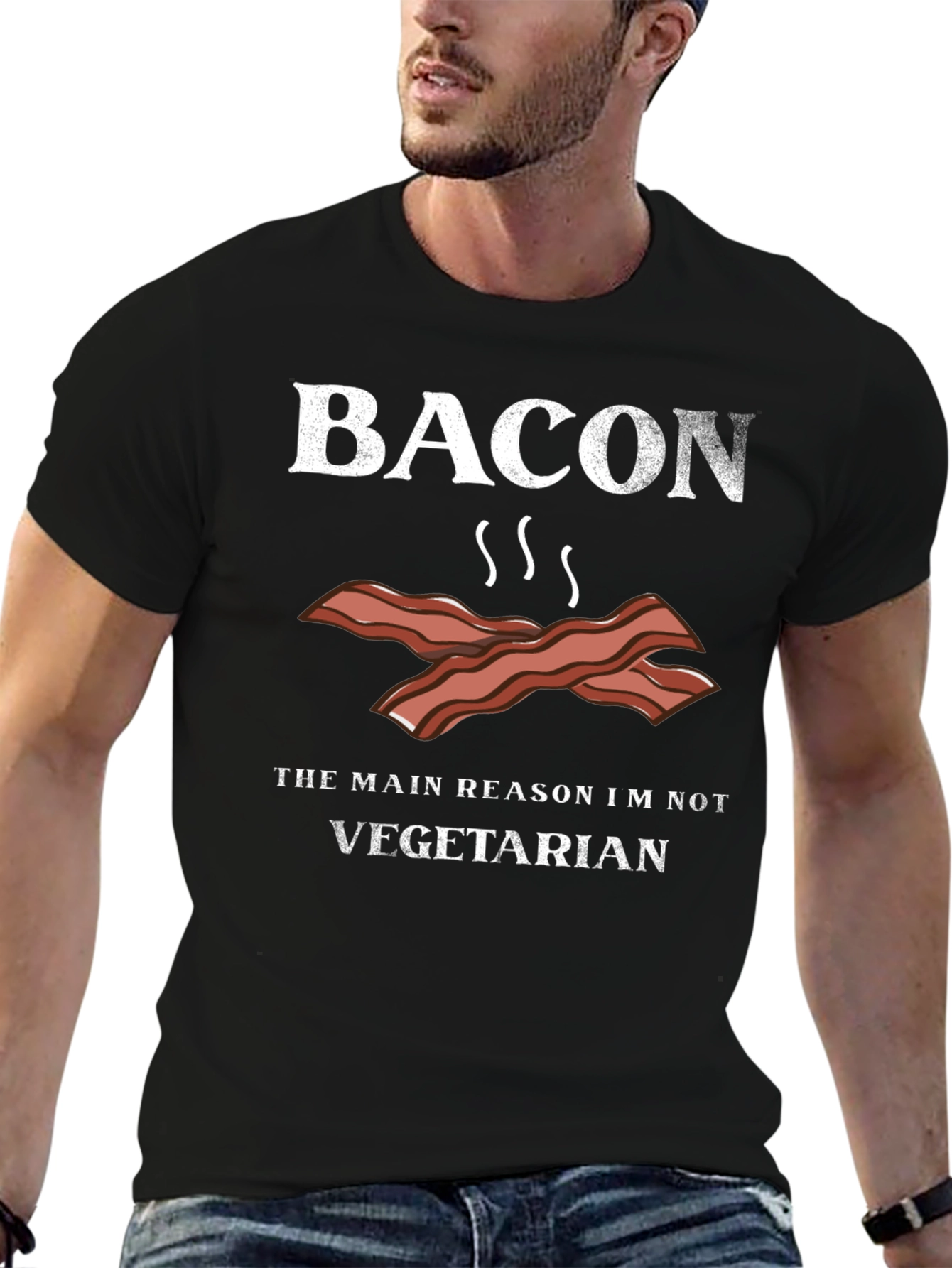 Black Bacon Lover T-Shirt: The Main Reason I'm Not Vegetarian view 6
