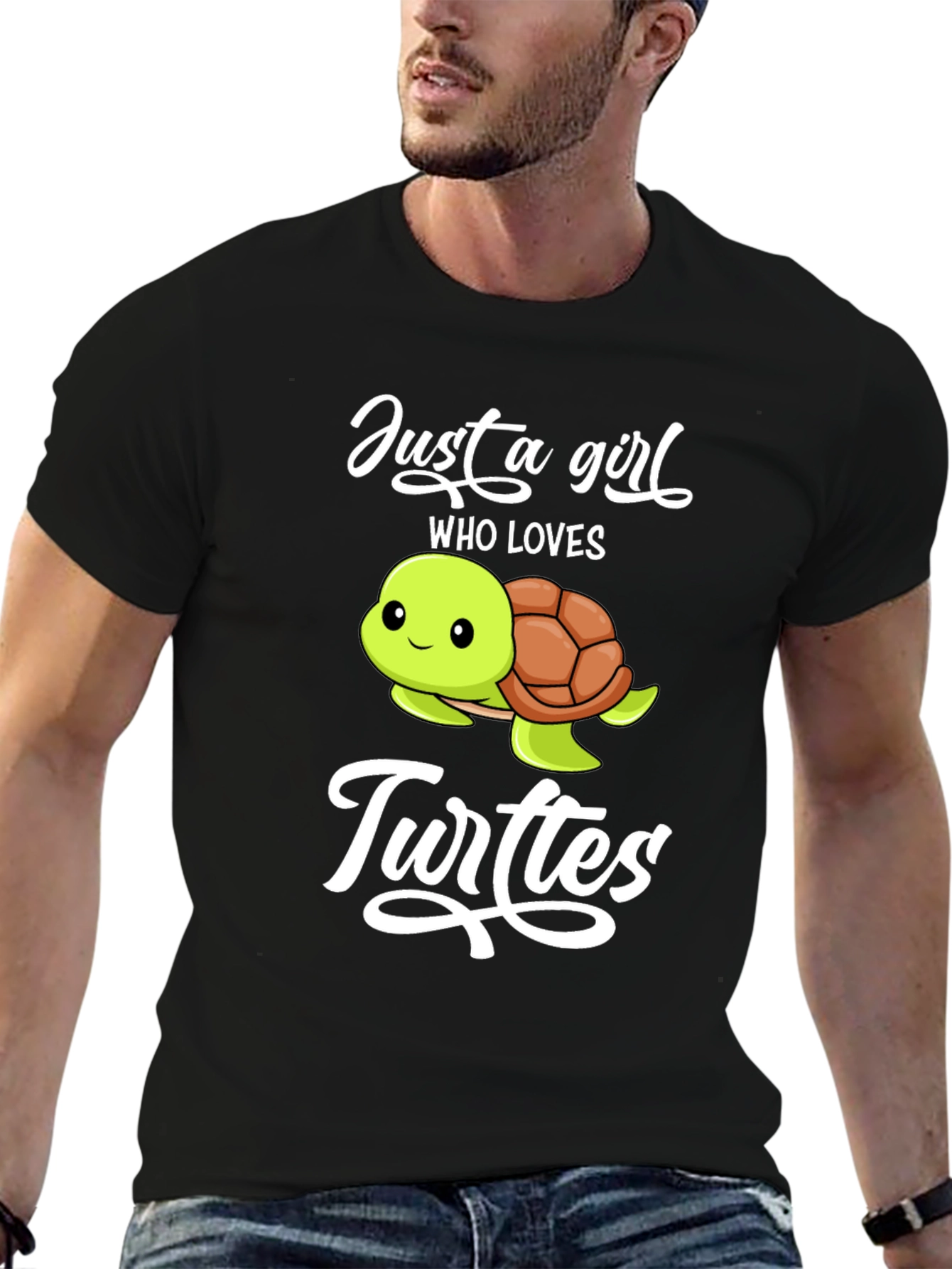 Black Just A Girl Who Loves Turtles Graphic T-Shirt view 6