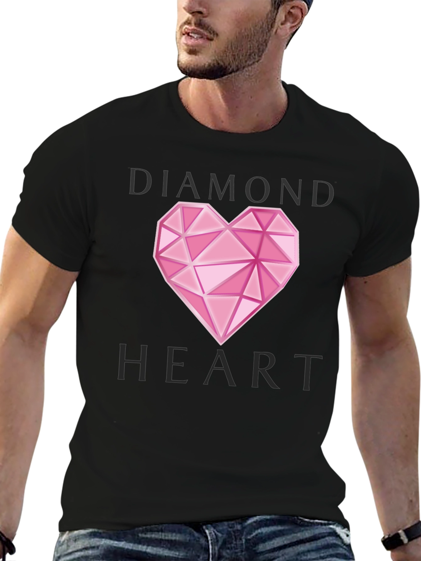 Black Diamond Heart Graphic T-Shirt - Stylish Casual Wear view 6