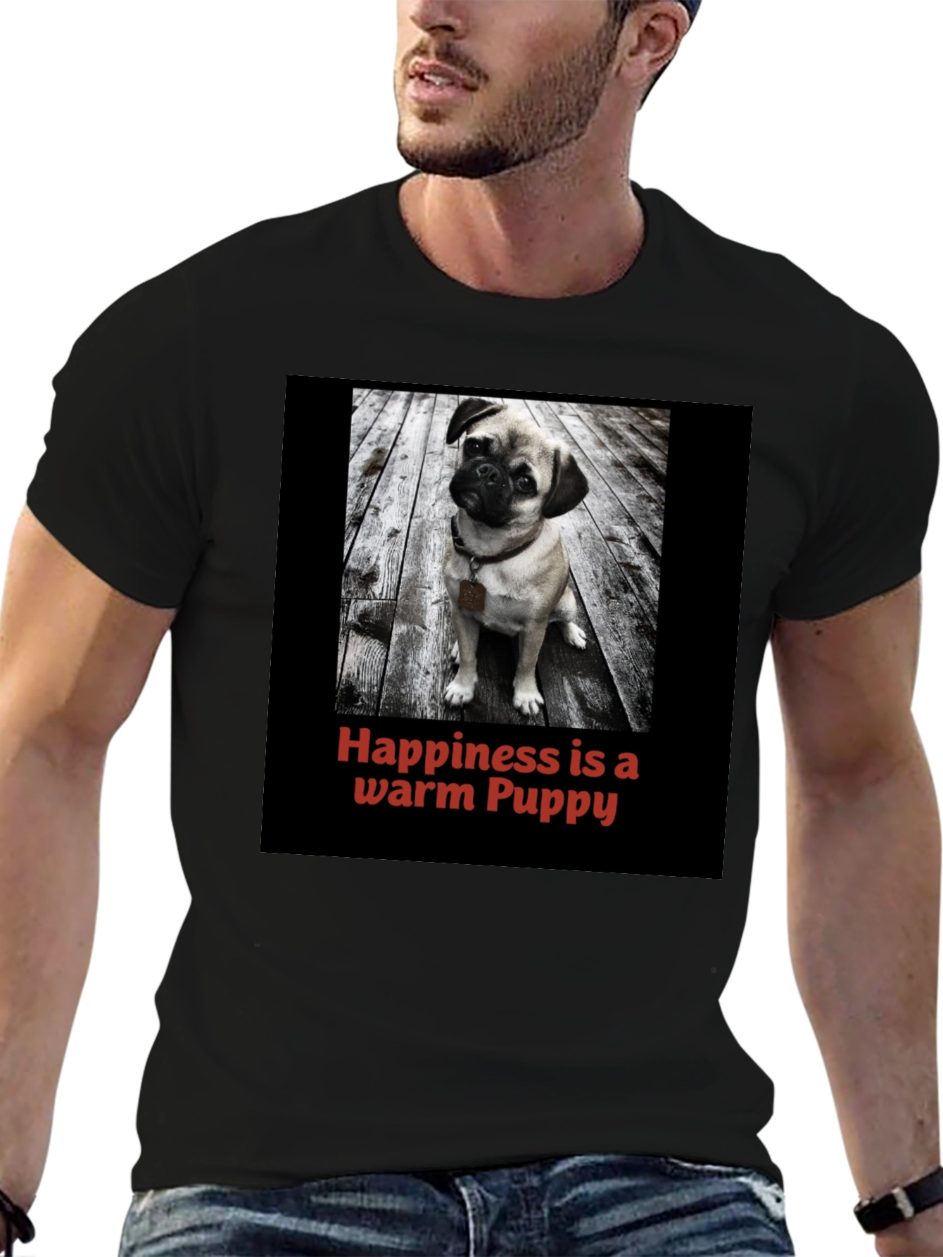 Black Happiness is a Warm Puppy T-Shirt view 6