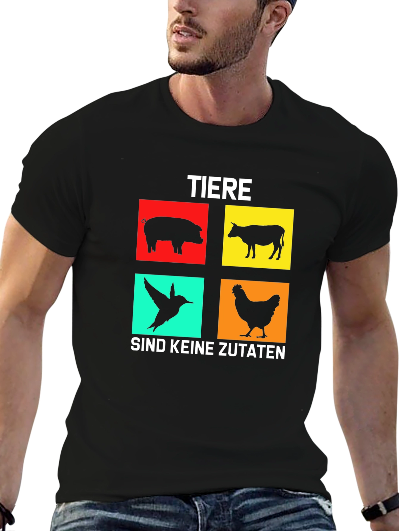 Black Vegan T-Shirt: Tiere Sind Keine Zutaten view 6