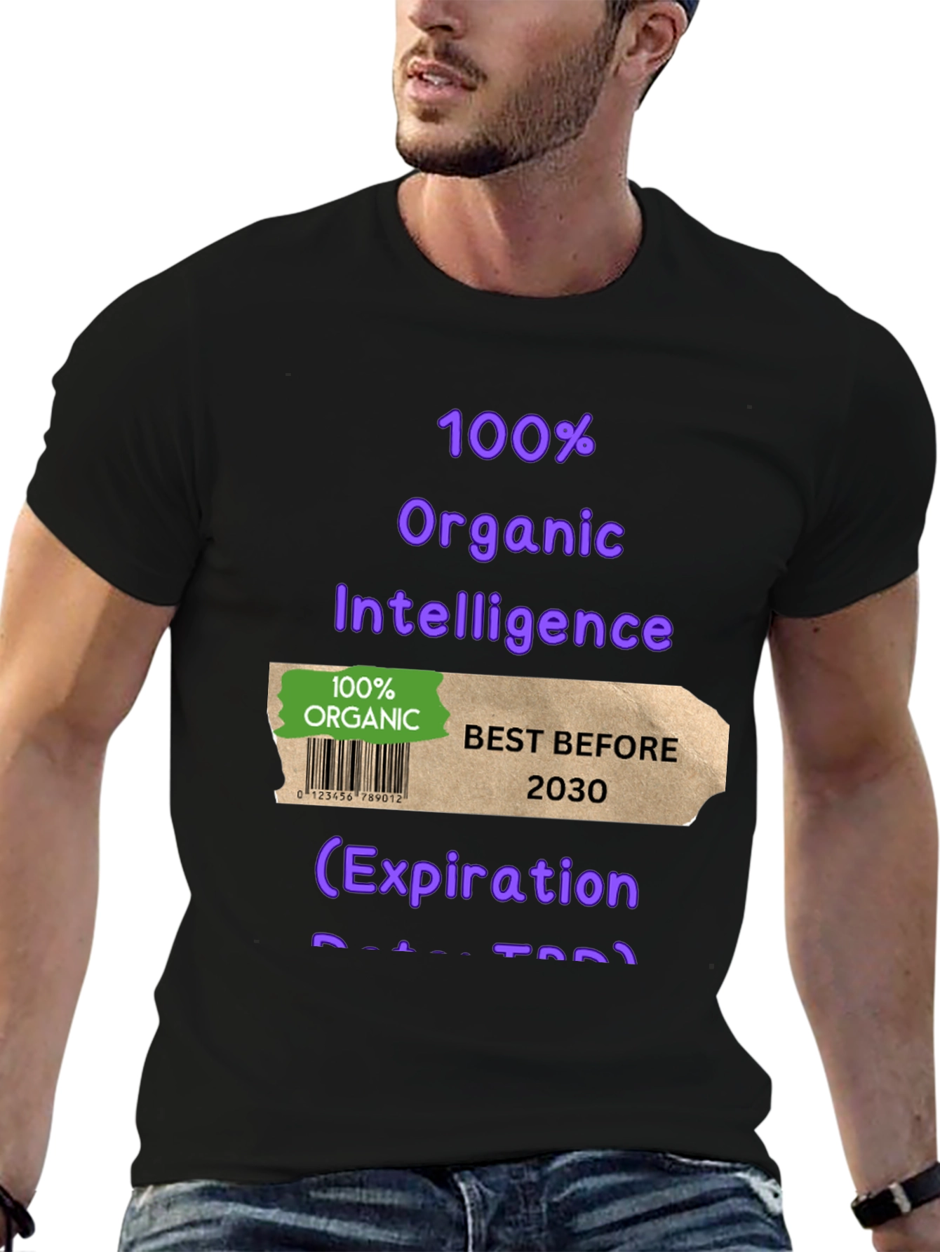 Black Organic Intelligence T-Shirt view 6
