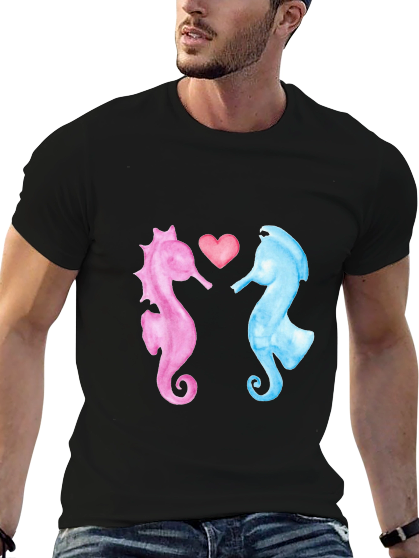 Black Sea Horse Love T-Shirt view 6